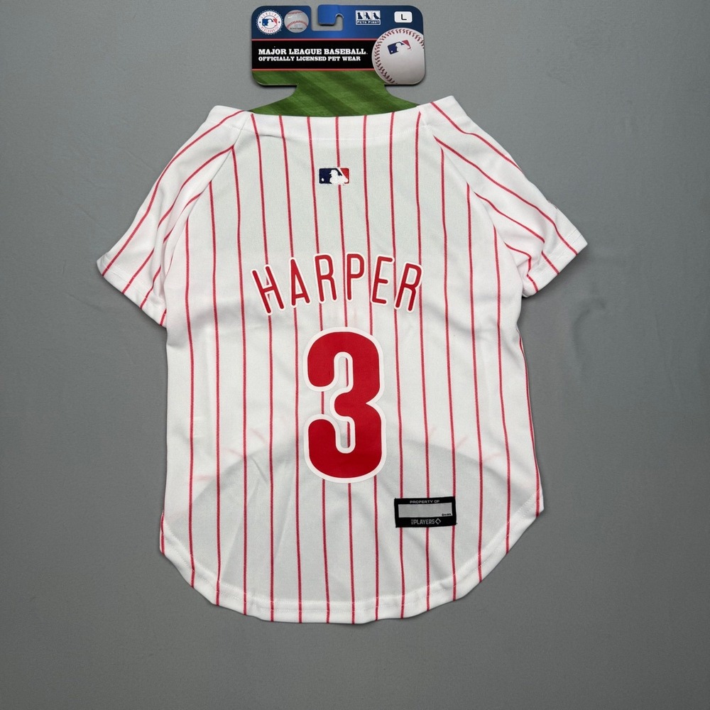 Pets First Philadelphia Phillies MLB Officially Licensed Harper Dog Jersey Sz L
